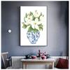 Stampe di Ortensia Magnolia Cinese Blu e Bianca Arte Chinoiserie Pittura su Tela Arte da Parete da Galleria Immagine Poster Decorazione Murale di Tendenza