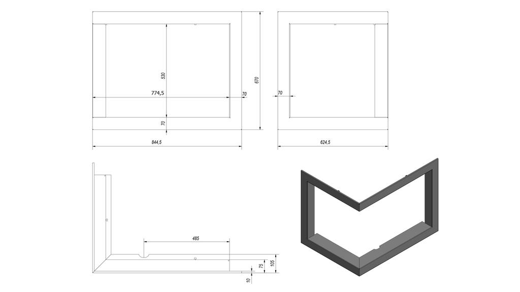 Rám pro kamna VNL/700/480 ce šířka rámu 70 mm