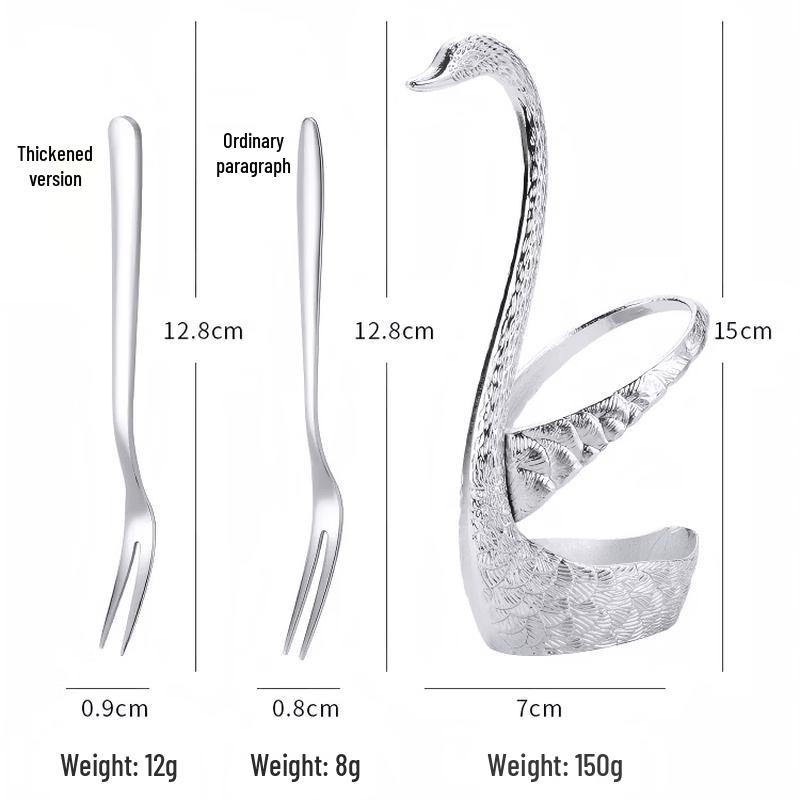 304 Stainless Steel Dessert & Fruit Forks with Optional Swan Base