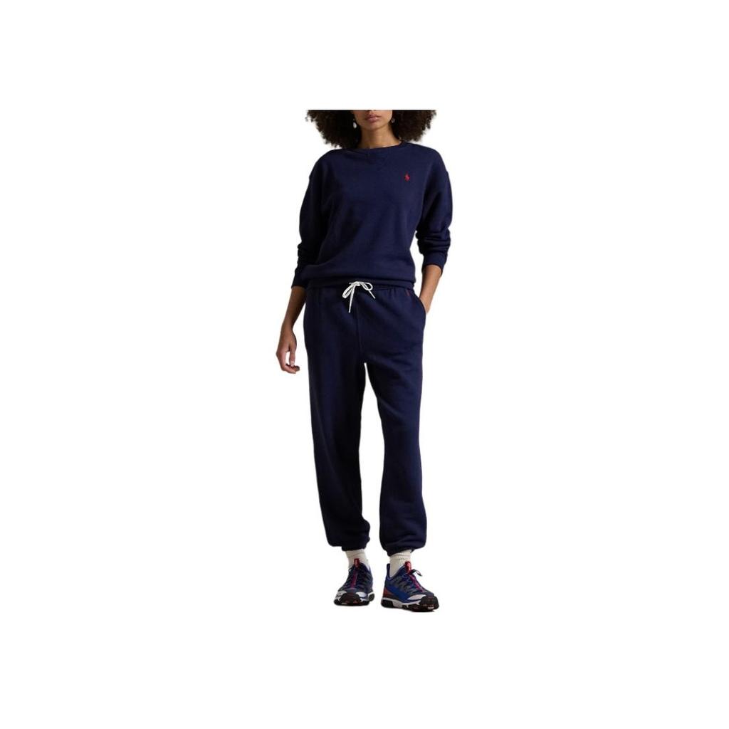 Polo Ralph Lauren Solid Color Logo Embroidered Lace-Up Casual Pants Women pants Navy-Blue WMPOPNTNBQ20240-410