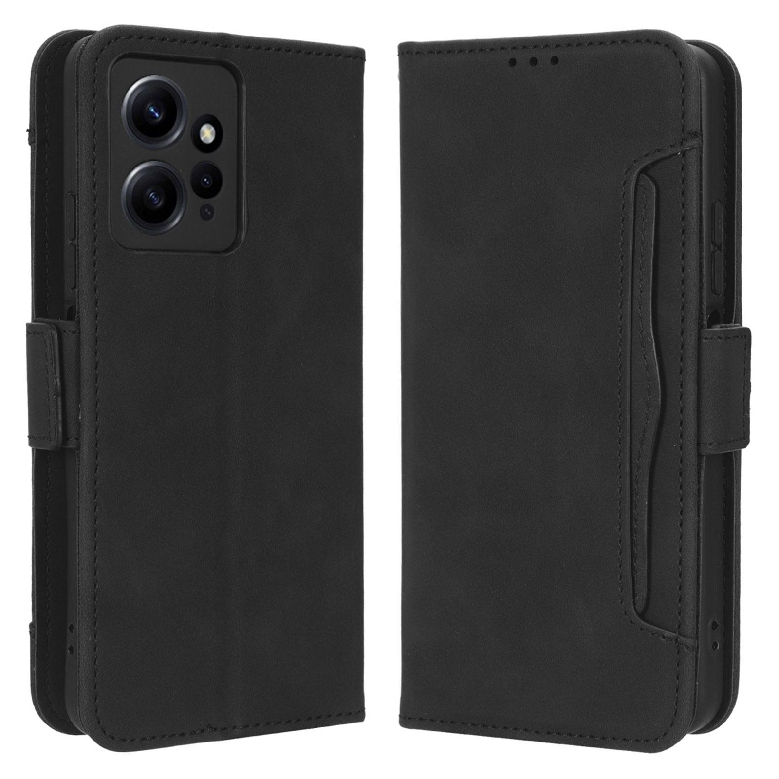 

Multiple Card Slots Phone Case for Xiaomi Redmi Note 12 4G Wallet Stand Leather Phone Cover Black