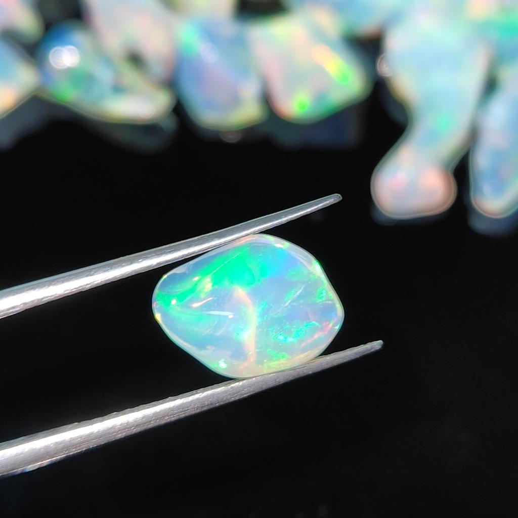 Polished White Uncut Opal Stone, Multi fire Opal, 7-15 MM Size Rough. Opal Rough Lot.