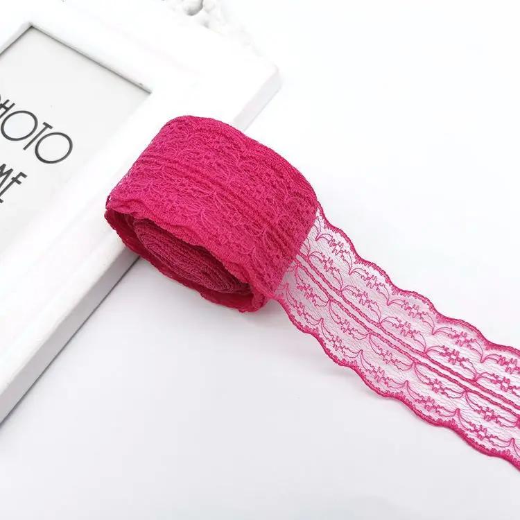 10Meters/Roll 4.5CM Red Black Blue Embroidery Lace Ribbon DIY Apparel Sewing Fabric Wedding Christmas Halloween Gift Decoration