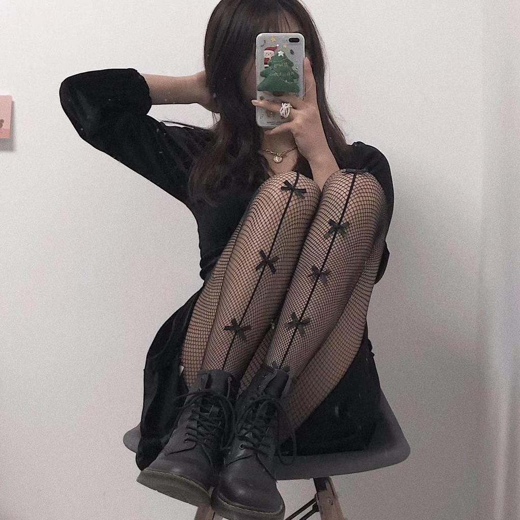 Women's Bowknot Fishnet Stockings: Sexy Black Silk Thigh-High Pantyhose for Summer