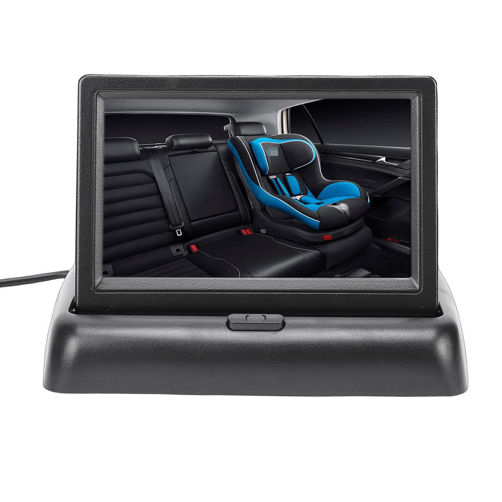 1080P Baby Car Camera, Baby Camera with 4.3  Foldable Monitor, Night Vision, 150 Degrees  Wide View Angle, 360 Degrees