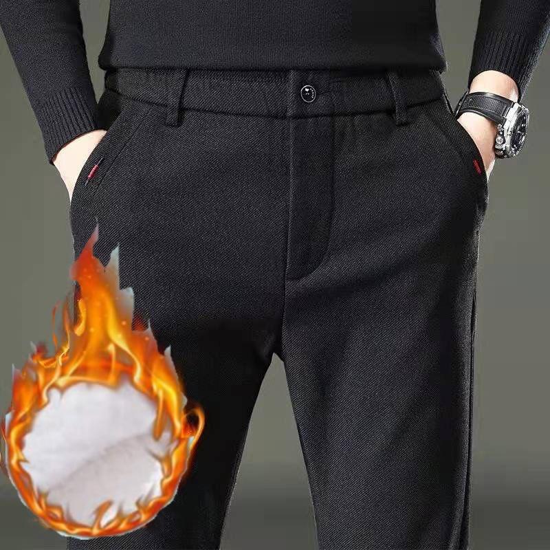 

Осенне-зимние мужские повседневные брюки плюс бархатные утолщенные с начесом зауженные прямые брюки брюки мужская одежда 27 чёрный