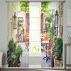 European Courtyard Window Treatment Tulle Modern Sheer Curtains for Kitchen Living Room the Bedroom Curtains Decoration