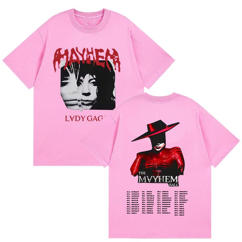 Lady Gaga The Mayhem Ball Album 2025 Fans T-Shirt Unisex Damen Hip Hop Retro Stil Kurzarm T-Shirt 100% Baumwolle T-Shirts Streetwear