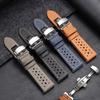 Vintage Handmade Watch Strap 18mm 19 20mm 22mm Leather Strap Gray Black Brown Blue Breathable Watchbands Quick Release Wristband