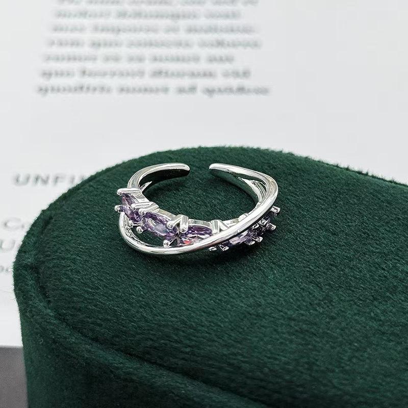 Nine Purple Separation Fire Purple Color Treasure Zir*****Pening Ring Light Luxury Niche High Sense Delicate Stacking Super Immortal Ring Girl