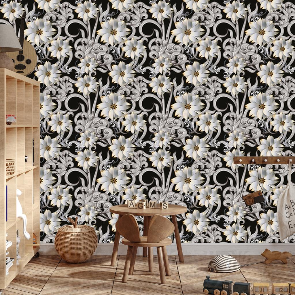 Optical and Flower Wallpaper with 3D Effect for Living Room and Bedroom 50x1000