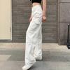 GMXIA Women's Fashion Casual Solid Color Print High Waist Pants & Capris