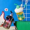 With Straw Stirring Cup High-capacity Drinking Cup Kawaii 580ML Water Bottles  Sports