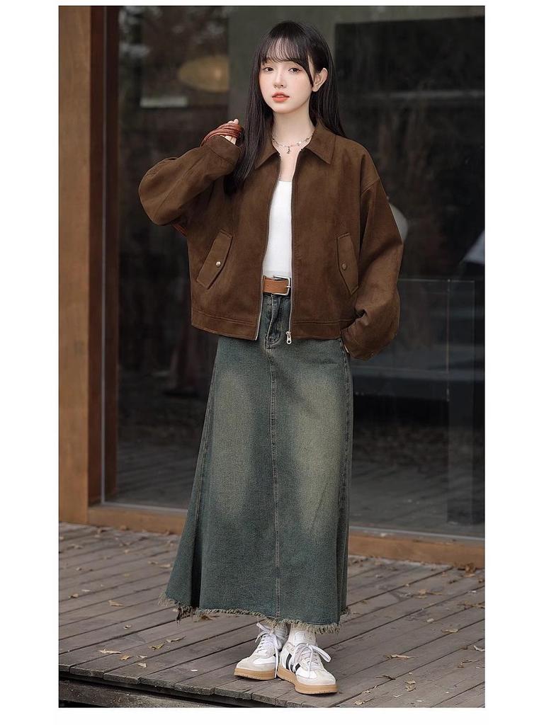 American Retro Petite Maillard Coffee Spring Jacket