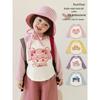 Girls' Long Sleeve Cartoon Color Block T-Shirt with Anti-Bacterial Tech