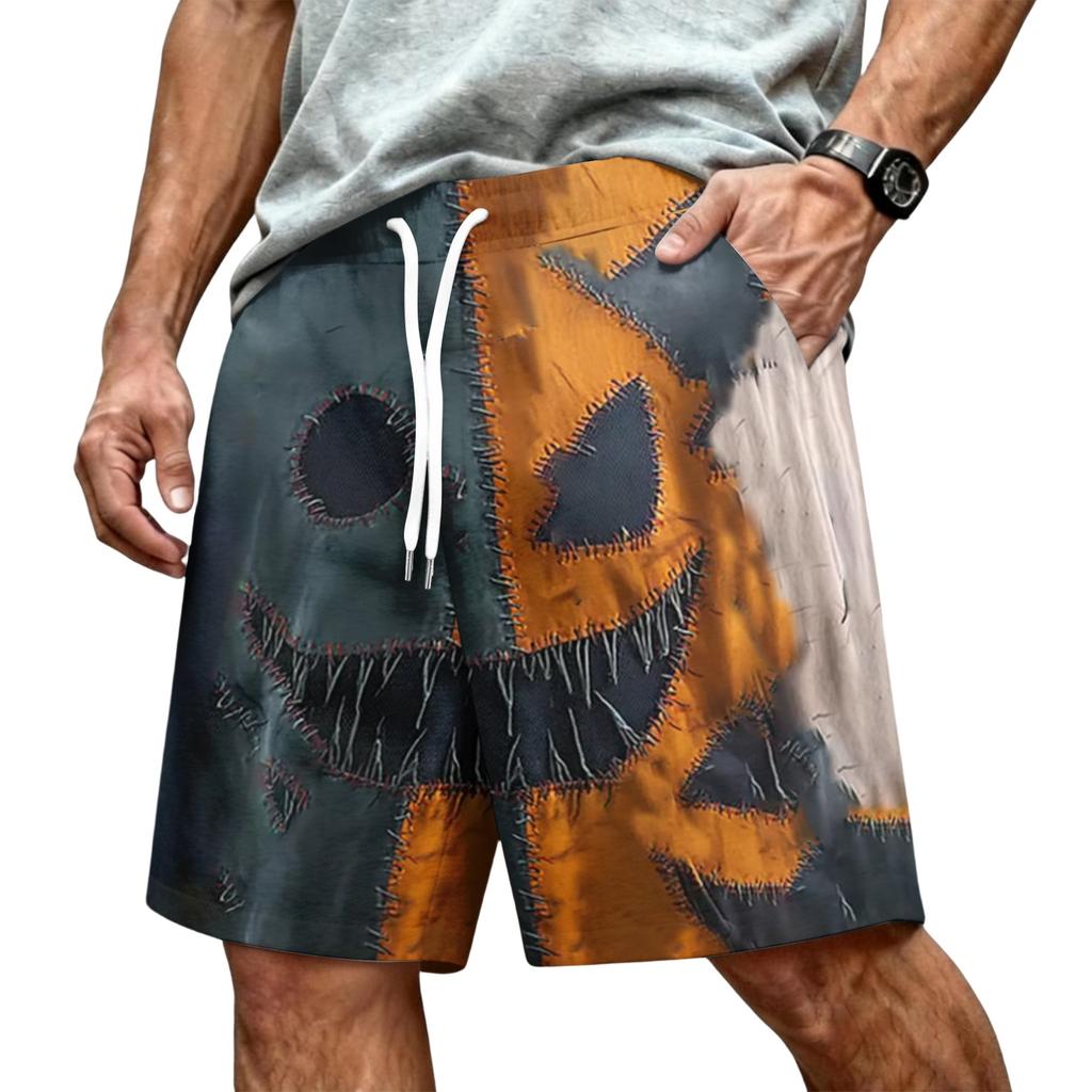 Men's Halloween Print Casual Drawstring Waist Shorts Lightweight Comfortable Relaxed Fit Summer Beachwear