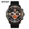 Sanda Men's Quartz Watch - Fashionable, Waterproof, Multifunctional Design with Three Dials and Date Display.