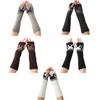 Womens Winter Warm Elbow Long Fingerless Thumb Hole Gloves Mittens Knitted Arm Warmer Cute Rabbit Fingerless Glove