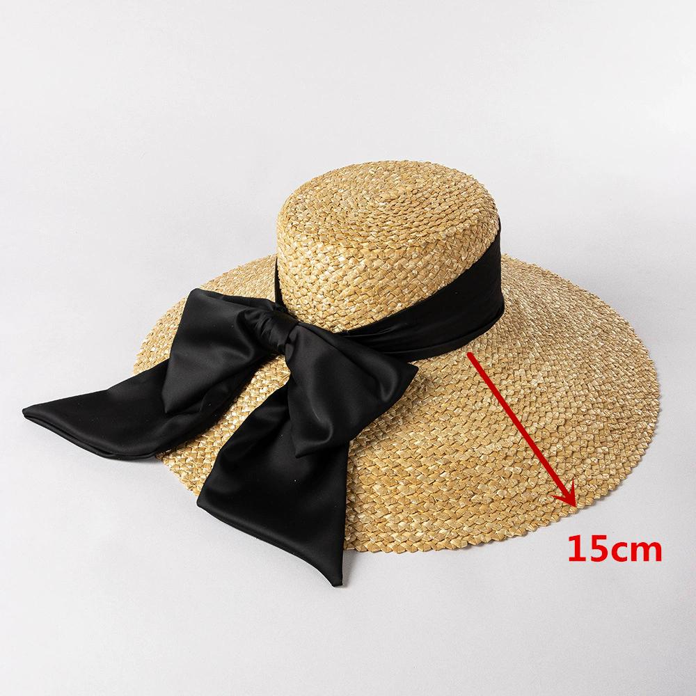 202601-shi INS CHIC Sommer schick geflochten Stroh breite Krempe Schleife Band Damen Freizeit Sonnenschutzmütze Damen Urlaubs Strandhut