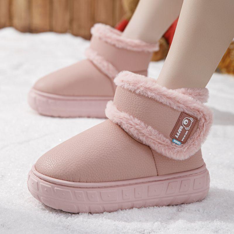 

Водонепроницаемые высокие зимние ботинки из ПУ кожи с плюшевой подкладкой для пар 40-41 розовый