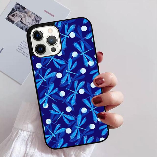 Luxury Dragonfly Phone Case for iPhone 11 12 13 14 Pro Max Mini XR XS SE 2020 6 7 8 Plus Samsung S21 S22 Coque Fundas