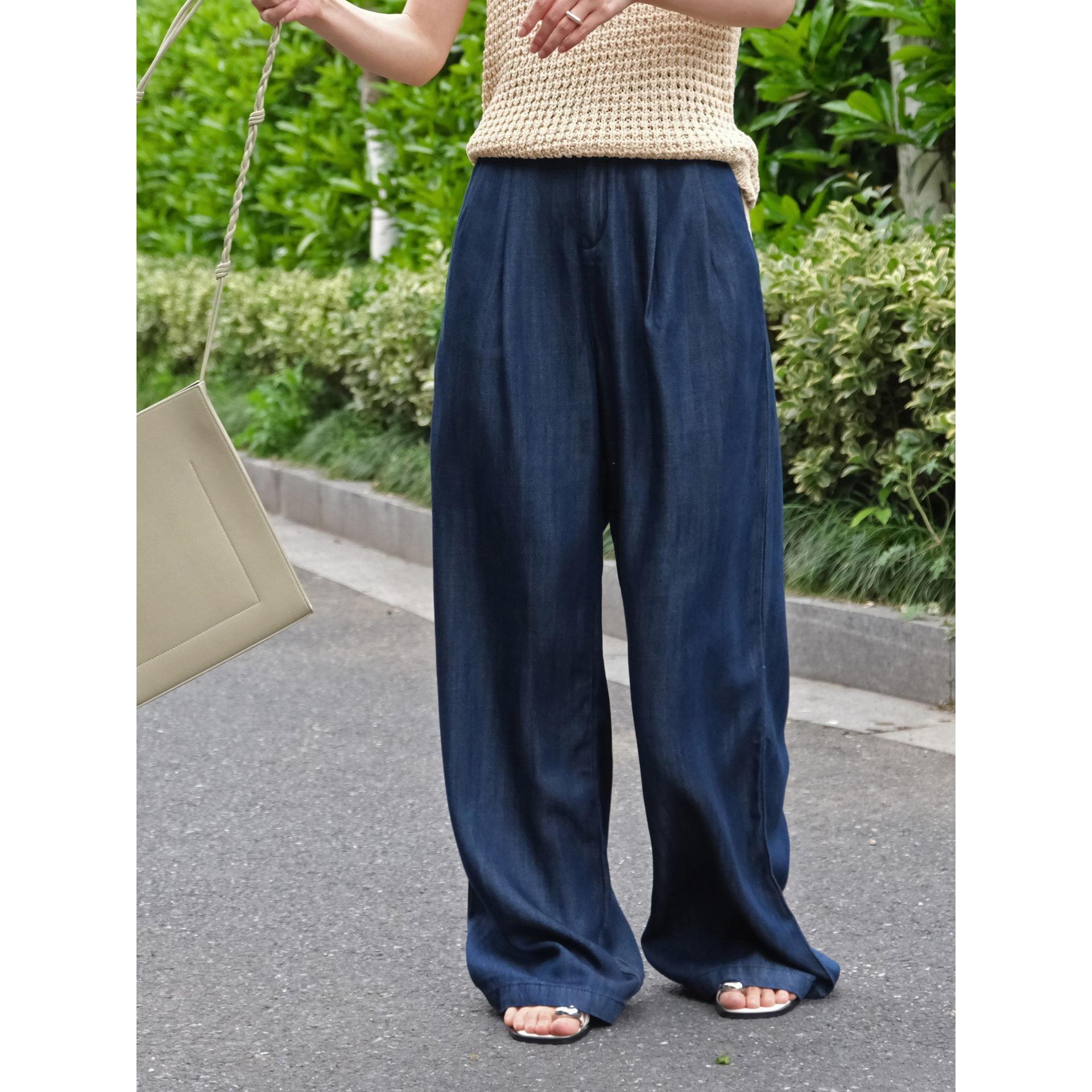 Xu Man Women s Lightweight Tencel Denim Pants - Korean Style, Breathable, and Draped for Summer Small