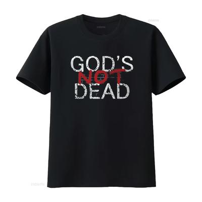 Camiseta Masculina God S Not Dead Preta 2X Grande Vintage Lavada Top Para Uso Diário Versátil Confortável homme gráfica Estilosa