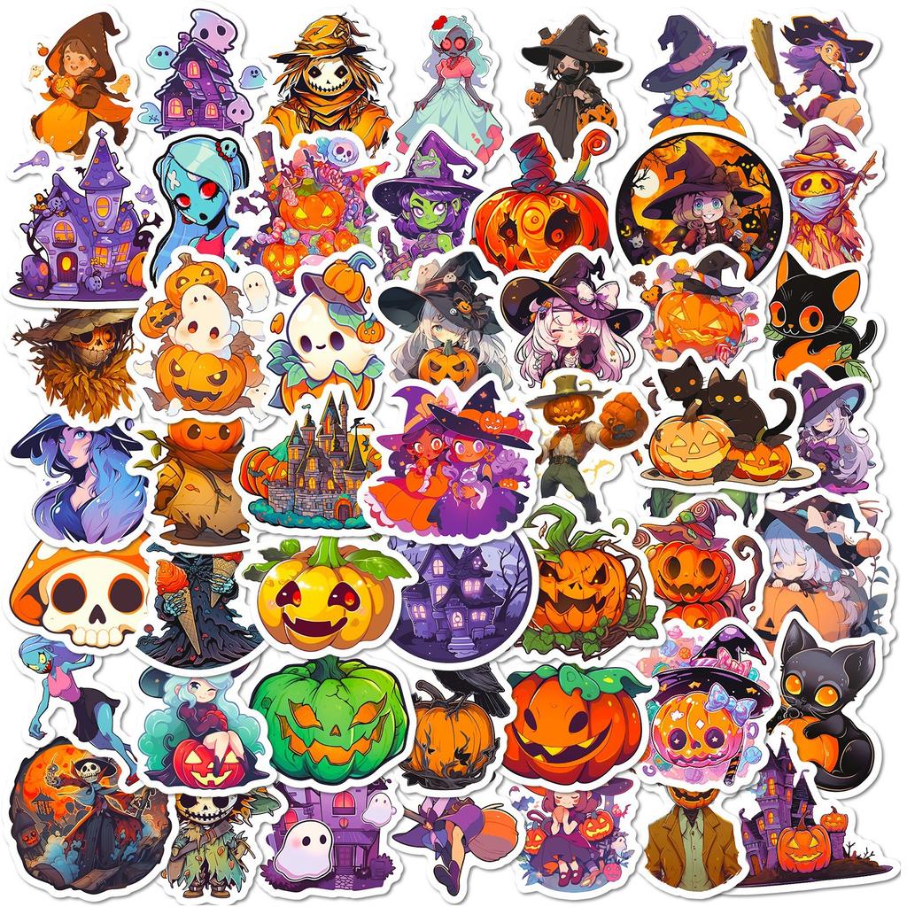 100 Halloween Series Pp Waterproof Stickers Cute Graffiti Halloween Dress Up Character Stickers