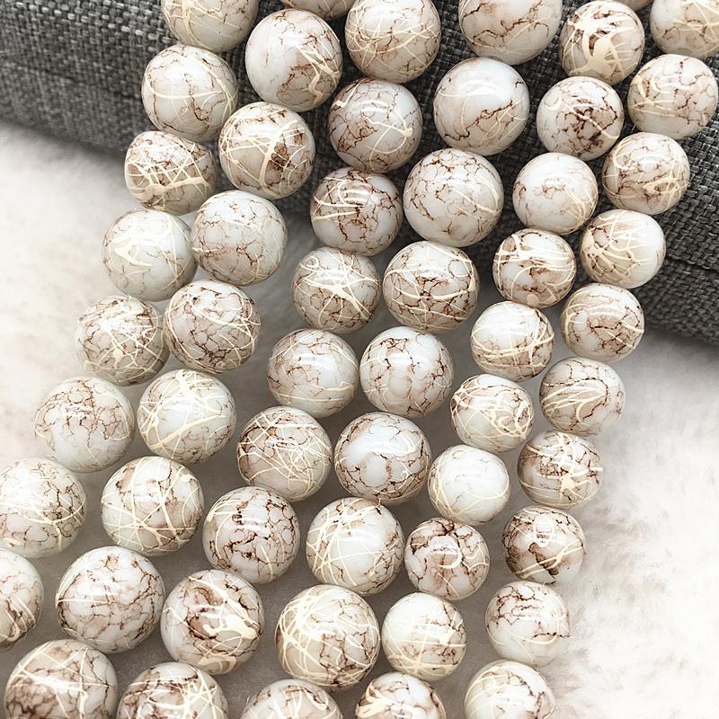 Wholesale 4/6/8/10mm Glass Beads Round Loose Spacer Beads Pattern For Jewelry Making DIY Bracelet Necklace