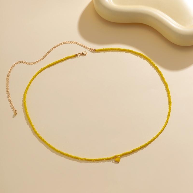 Handmade Heart Rice Beads Choker Necklace for Women Fashion Bohemian Clavicle Chain Party Statement Necklaces Jewelry