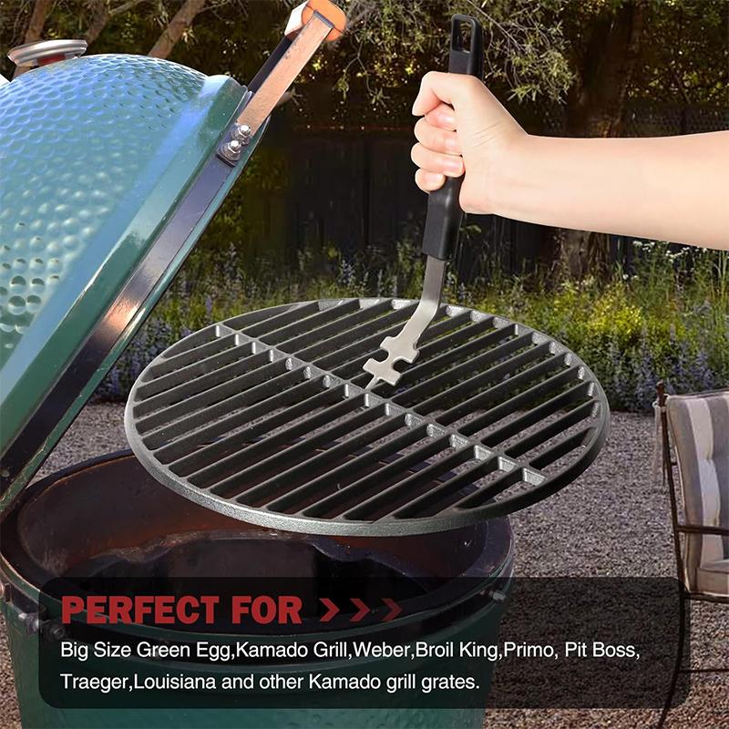 Universal Grill Grate Lifter Tool Cast Iron Grid Lever Lock Lifting Gripper Handle Clip for Barbecue Grilling Cooling Rack JT527