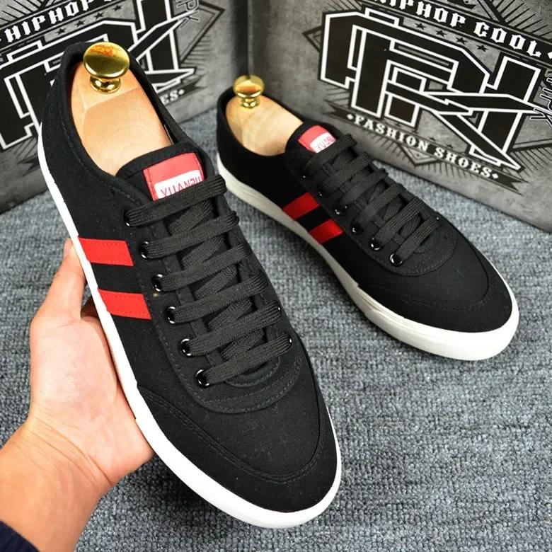 Buty wiosenne dla mężczyzn Płócienne buty codzienne Pasiasty Oddychające Płaskie buty do skateboardingu Uliczne młodzieżowe Sznurowane trampki