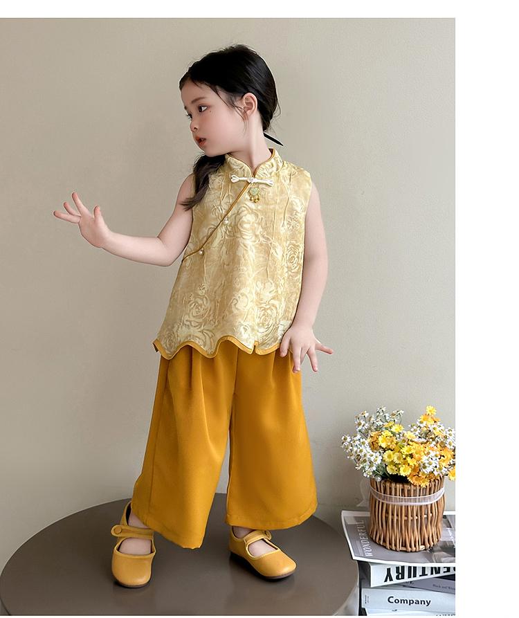 Girls' Summer Style Chinese Style Set 2026 New Hanfu Baby New Chinese Style Sleeveless Top Wide Leg Pants Summer Tang Dress