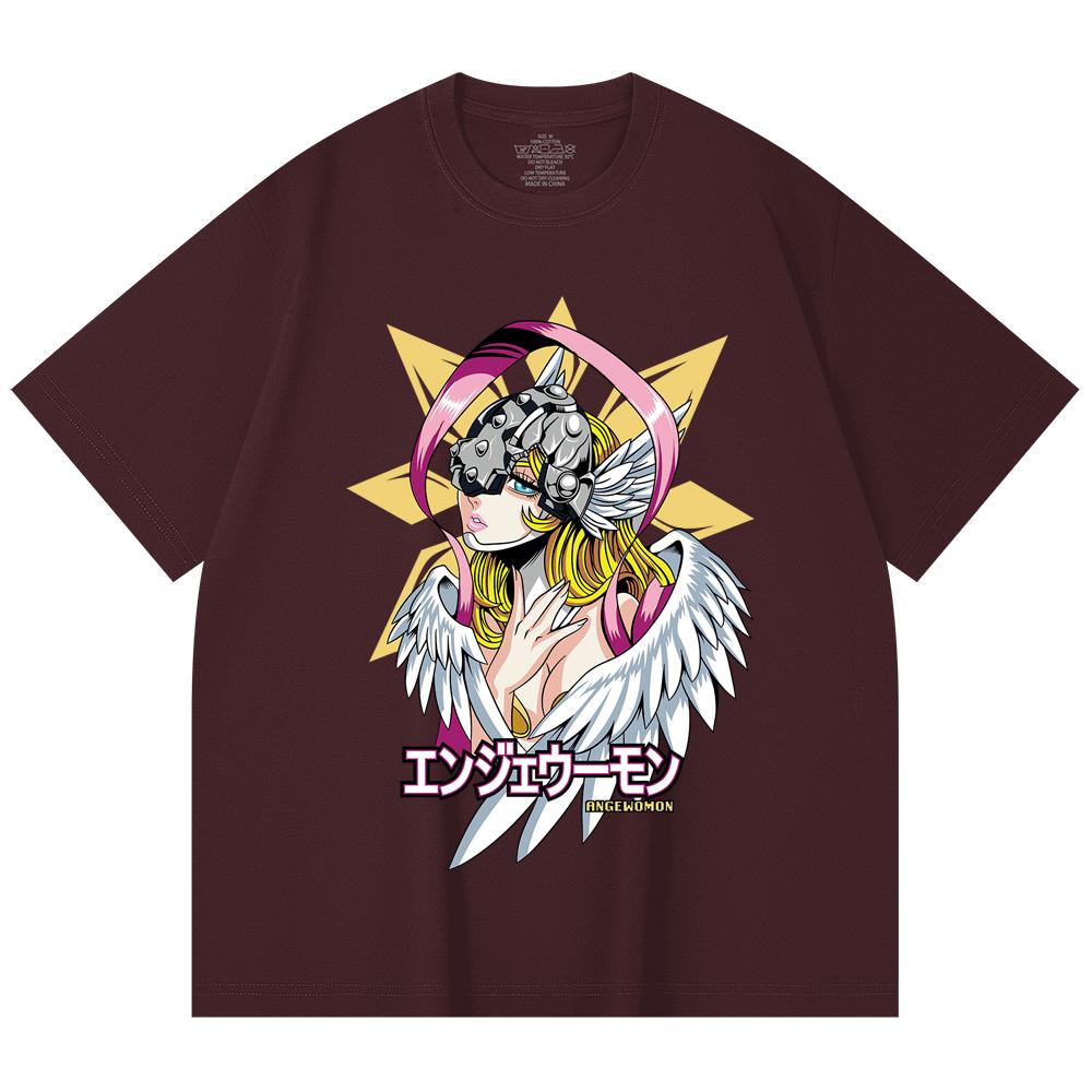 

230 Gsm 100% Cotton Digimon V5 Angewomon Print Unisex Heavy Cotton T Shirt 2XL
