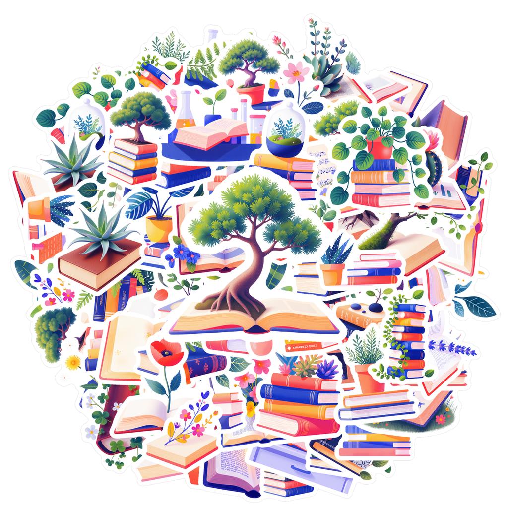 35-100pcs Enchanting Book Plant Stickers Graffiti Decals Phone Guitar Laptop Notebook Suitcase Waterproof Sticker
