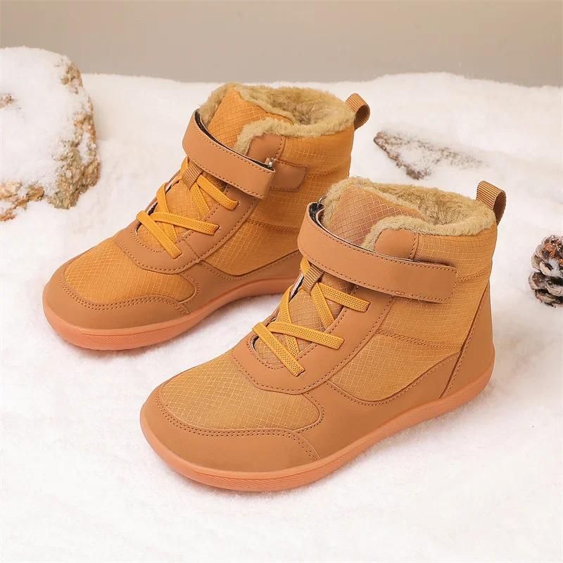 Children's Winter Snow Boots for Boys and Girls, Wide Toe Barefoot Snow Boots, Children's High-top Cotton Shoes, Sneakers