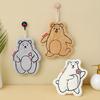 3pcs Ultra-Soft Coral Fleece Cartoon Hand Towels Quick-Dry Highly Absorbent Thickened Hanging Kitchen Towels Cute Bear Designs