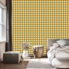 Yellow and Blue Checkered Wallpaper, Gold and Cream, for Living Room and Bedroom, 50x1000