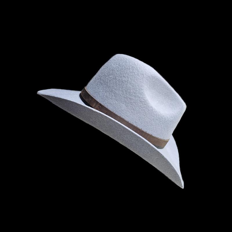 Wool Top Hat Factory Direct Sales Fashion Versatile Felt Hat Warped Edge Belt Decorative Jazz Hat