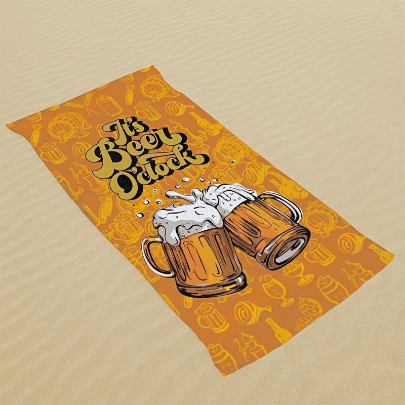 Custom Beer Time Beach Towel Personalized Name Print Soft Quick-Dry Large Bath Towel for Beer Lovers Travel Swim Pool