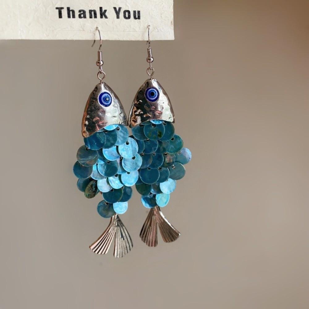 

Scaly Fish-shaped Earrings Elegant Dangle Earrings Imitation Shell Tassel Earrings Daily
