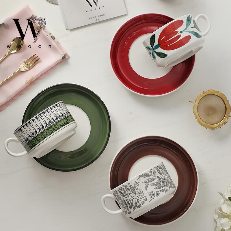 WOOCH Elegantes Keramik-Tassen- und Untertassen-Geschenkset