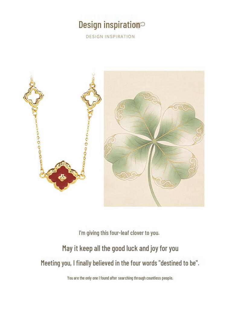 Tichiya Lucky Four-Leaf Clover S925 Sterling Silver Enamel Necklace for Women – Elegant and Versatile.
