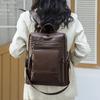 Women's Backpack Large Capacity PU Retro Backpack Color Contrast Shoulder Bag