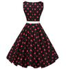 Retro Women's Polka Dot Sleeveless Swing Dress with Bow Tie Waist