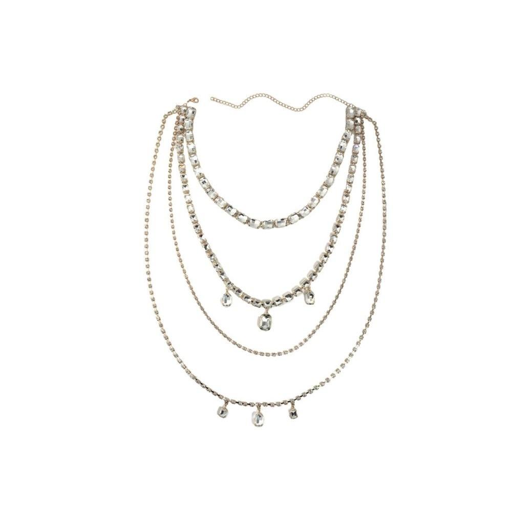 Tassels Shoulder Chain Necklace Multilayer Shine Rhinestone Necklace Back Body Chain  Evening Party