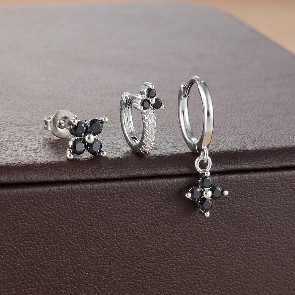 

3PCS Fashion Stainless Steel Flower Small Hoop Earrings Set for Women Gold Plated Huggie Cartilage Piercing Jewelry aretes