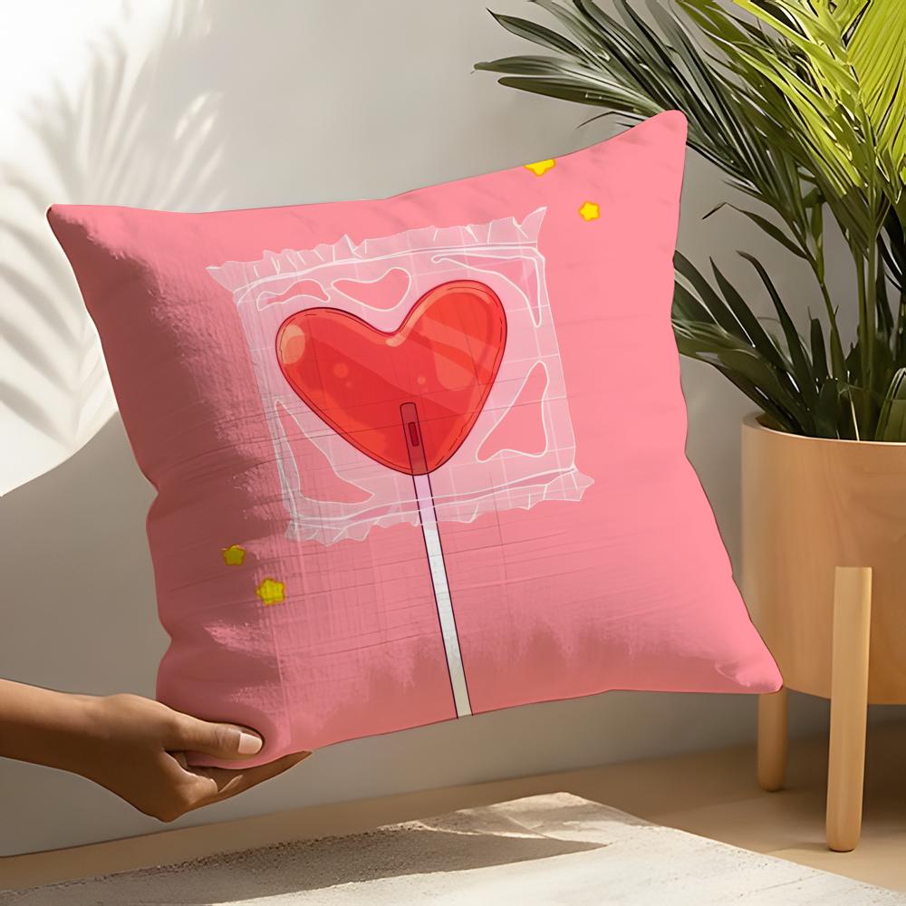 Sweet Pink Candy Pillow Case Home Living Room Decoration Linen Pillow Cases Cushion Cover
