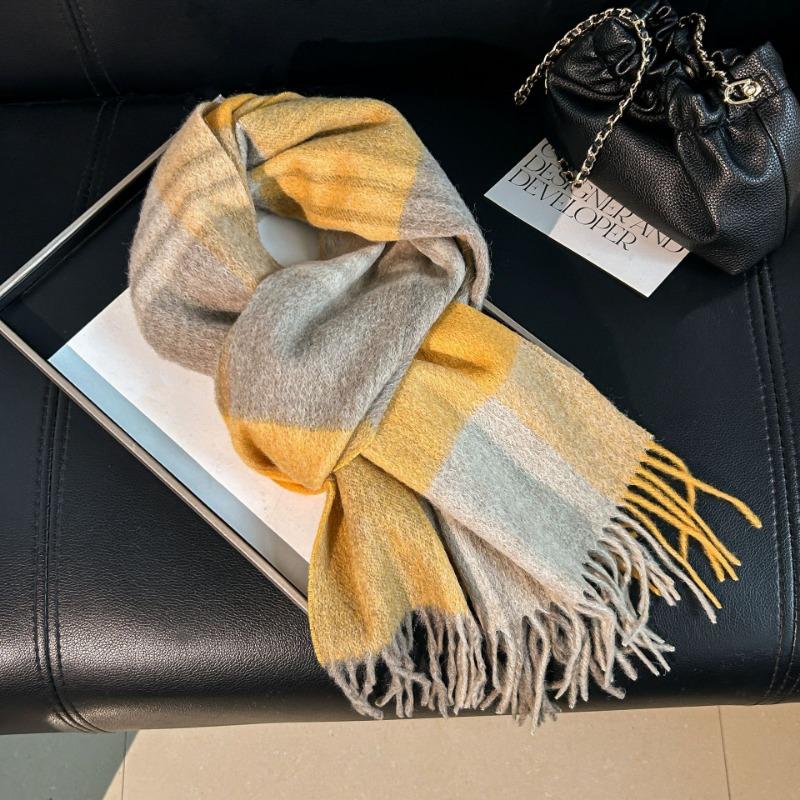 Scarf female 100 pure wool autumn and winter new style high-end sense versatile warm plaid scarf student