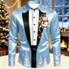 2026 Men's Fashion Christmas Satin Long Sleeve Shirt Christmas Special Edition 3D Printed Snowflake Christmas Tree Cane Candy